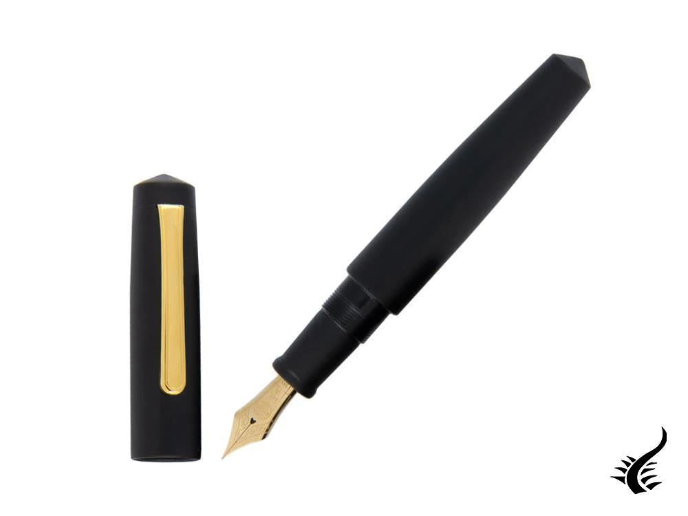 Nakaya Writer Fountain Pen Black Hairline, Piccolo, Ebonite, Gold nib