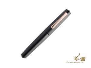 Nakaya Writer Fountain Pen Black Hairline, Piccolo, Ebonite, Rose Gold