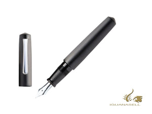 Nakaya Writer Fountain Pen Black Hairline, Piccolo, Ebonite, Ruthenium