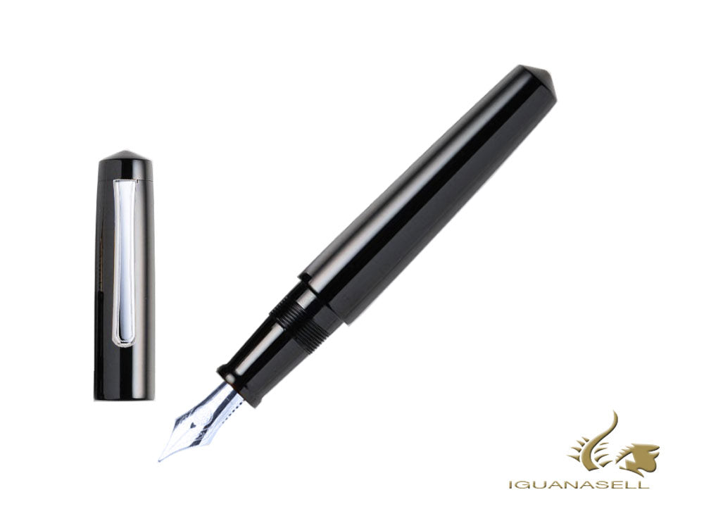 Nakaya Writer Kuro-Roiro Fountain Pen Black, Piccolo, Rhodium plated