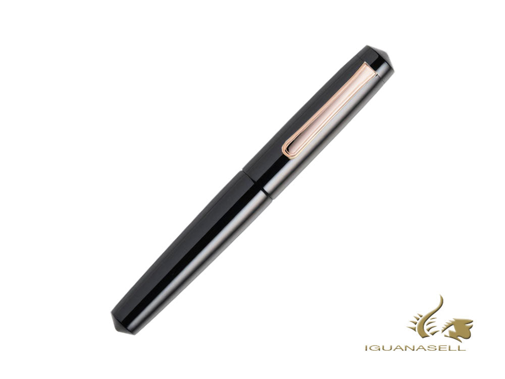 Stylo plume Nakaya Writer Noir, Piccolo, Ébonite, Or rose