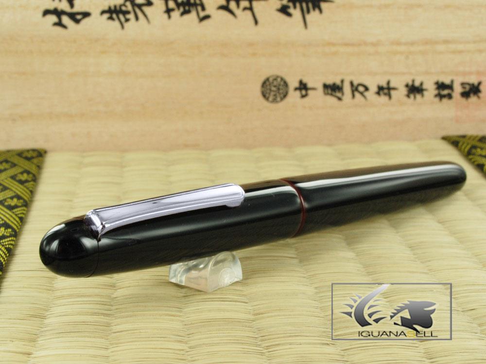 Stylo plume Nakaya Writer Kuro-Tamenuri, ébonite plaqué rhodium