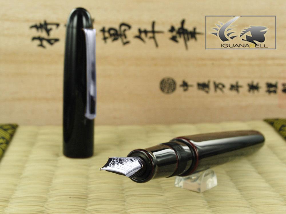 Stylo plume Nakaya Writer Kuro-Tamenuri, ébonite plaqué rhodium