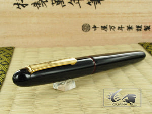 Nakaya Writer Fountain Pen, Kuro Tamenuri, Ebonite and Urushi lacquer