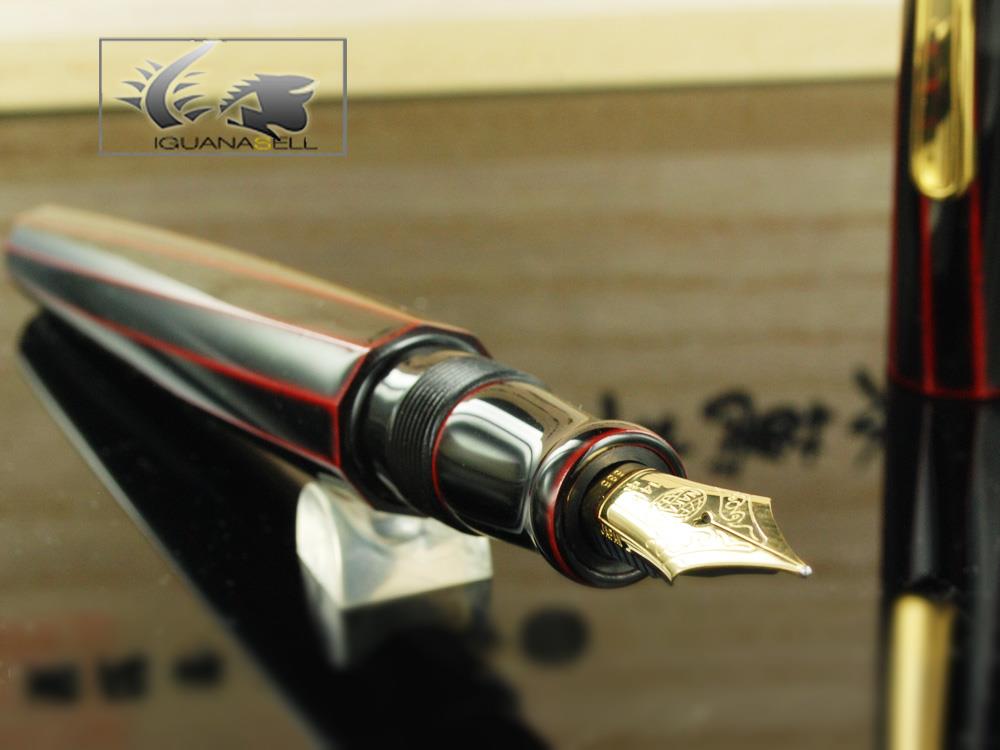 Nakaya Writer Fountain Pen, Kuro Tamenuri, Ebonite and Urushi lacquer