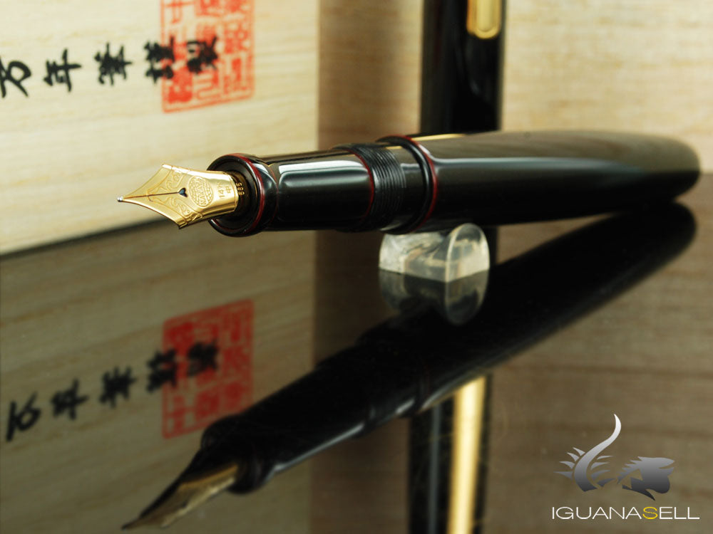 Nakaya Writer Fountain Pen Kuro-Tamenuri, Long, Ebonite