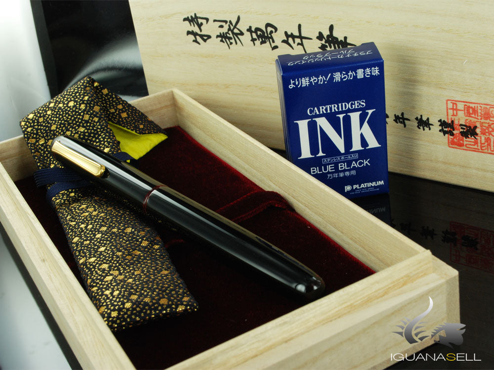 Nakaya Writer Fountain Pen Kuro-Tamenuri, Long, Ebonite