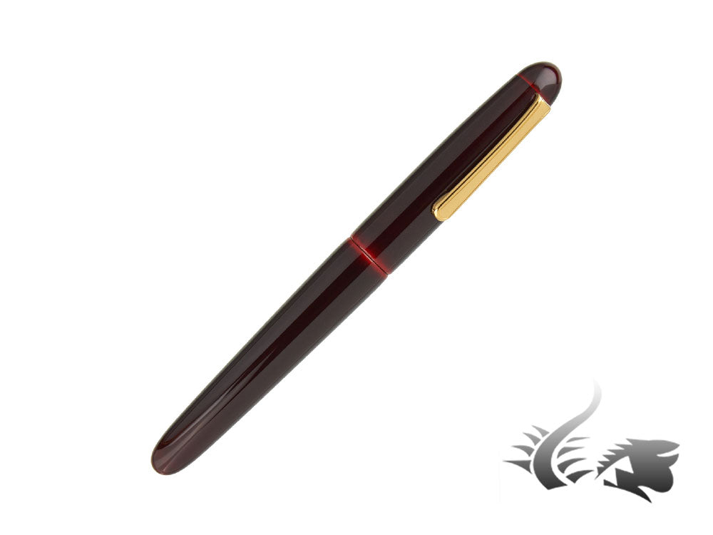 Nakaya Writer Long Fountain Pen, Aka Tamenuri, Ebonite & Urushi lacquer