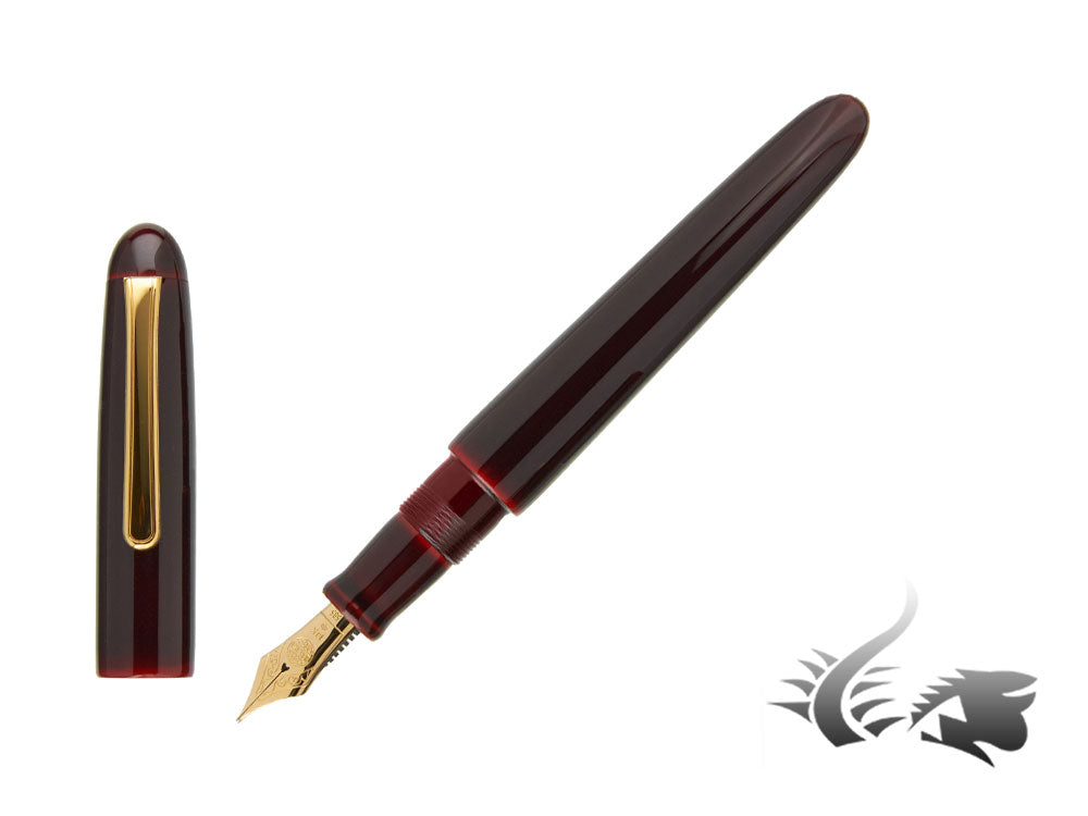 Nakaya Writer Long Fountain Pen, Aka Tamenuri, Ebonite & Urushi lacquer