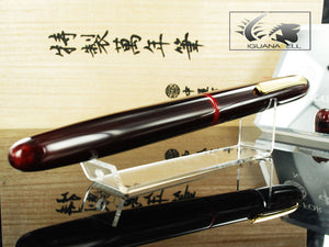 Nakaya Writer Long Fountain Pen, Aka Tamenuri, Urushi lacquer