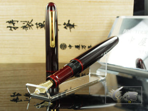 Nakaya Writer Long Fountain Pen, Aka Tamenuri, Urushi lacquer