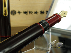 Nakaya Writer Long Fountain Pen, Aka Tamenuri, Urushi lacquer