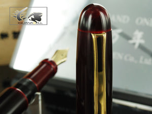 Nakaya Writer Long Fountain Pen, Aka Tamenuri, Urushi lacquer