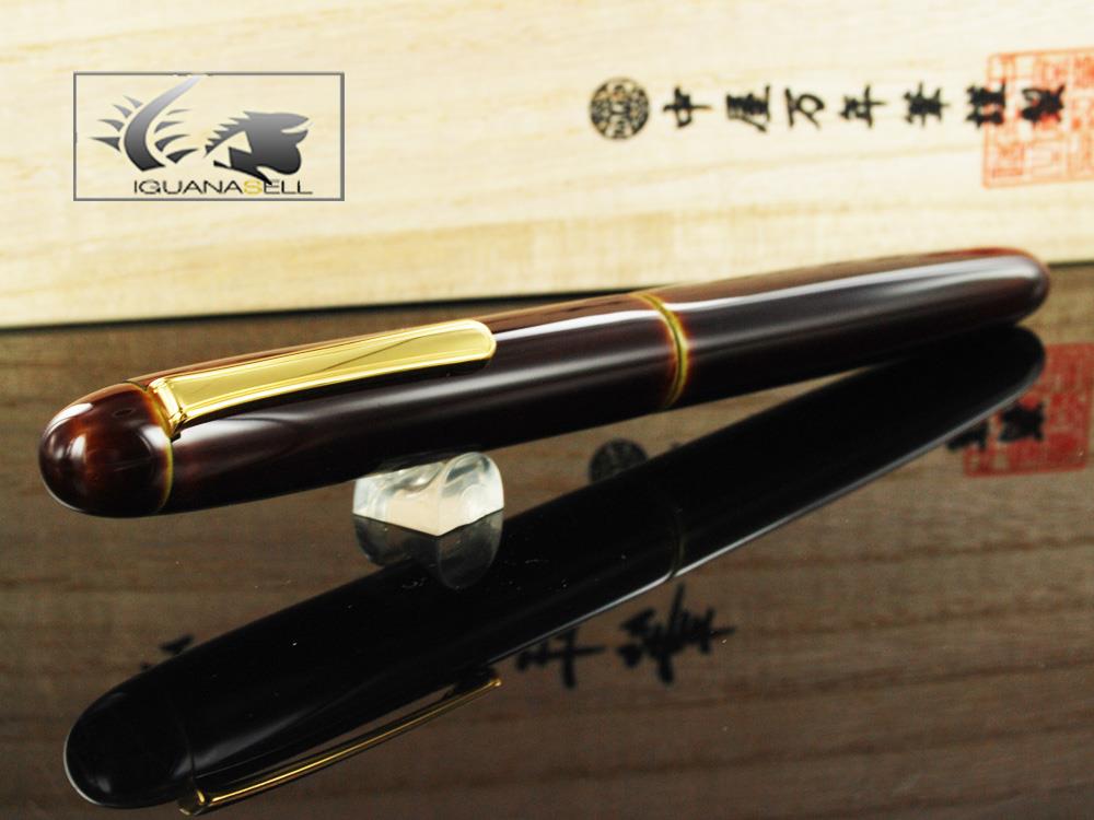 Nakaya Writer Long Fountain Pen, Heki Tamenuri, Ebonite / Urushi lacquer