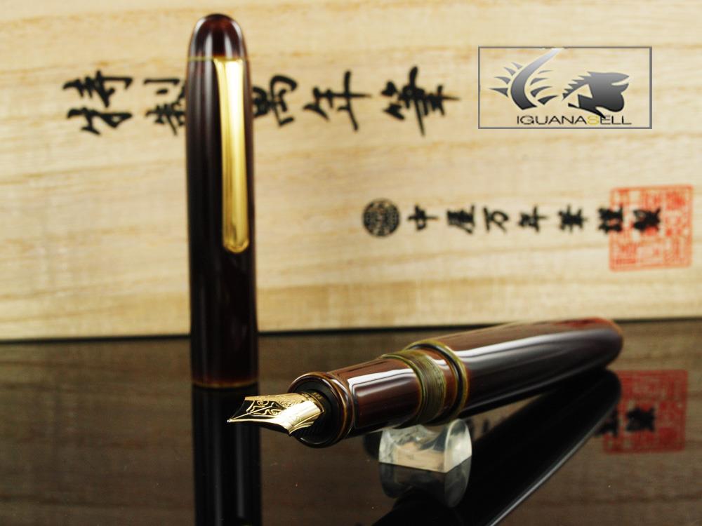 Nakaya Writer Long Fountain Pen, Heki Tamenuri, Ebonite / Urushi lacquer