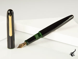 Nakaya Writer Long Fountain Pen Midori-Tamenuri, Ebonite