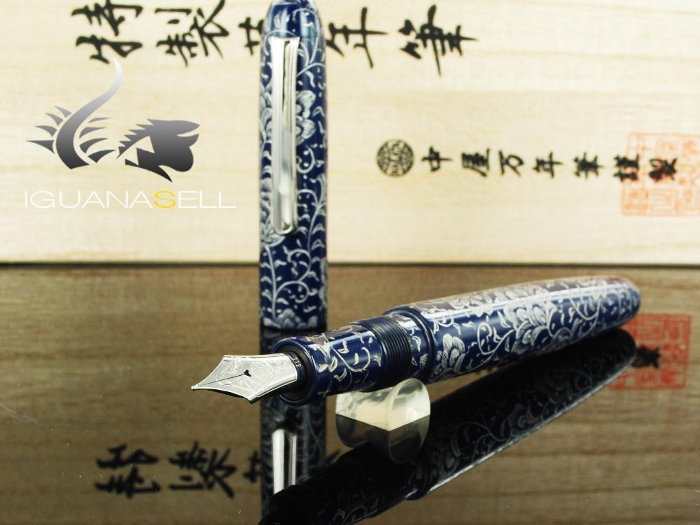 Nakaya Writer Portable Chingin Fountain Pen, Ebonite and Urushi lacquer