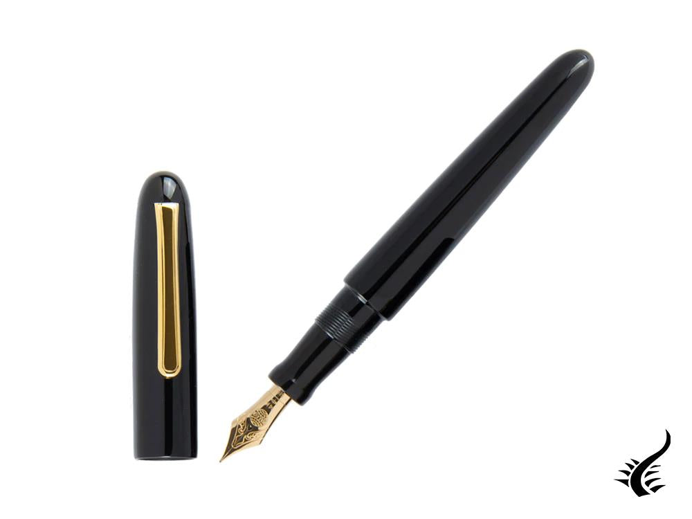 Nakaya Writer Portable Fountain Pen, Black, Ebonite and Urushi lacquer