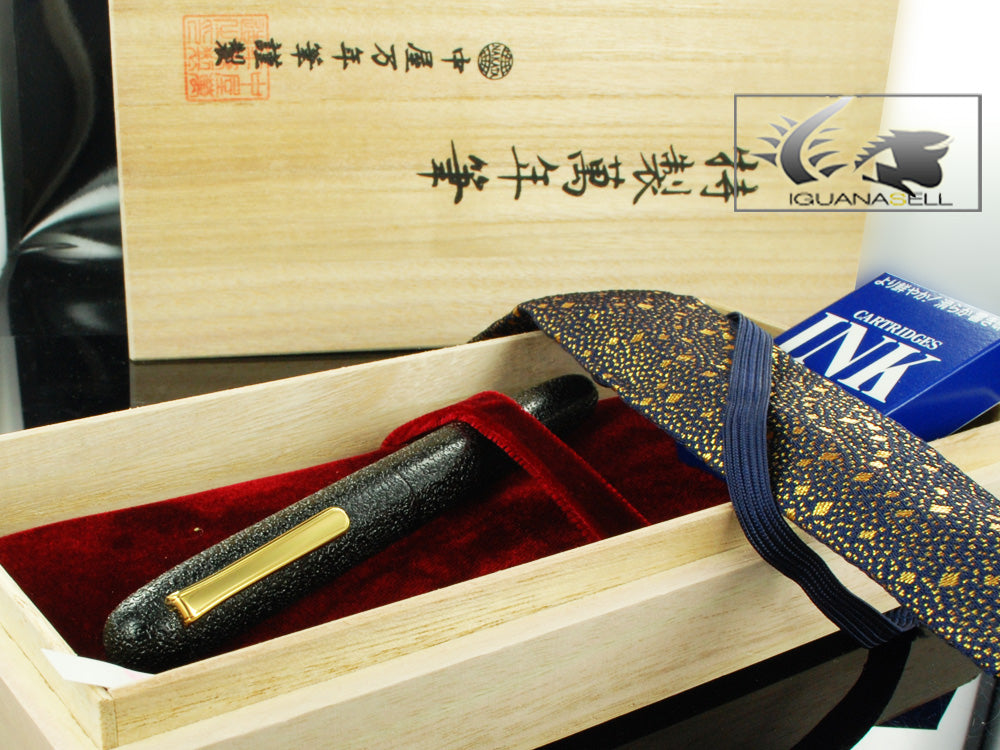 Nakaya Writer Fountain Pen, Ishime Black, Ebonite