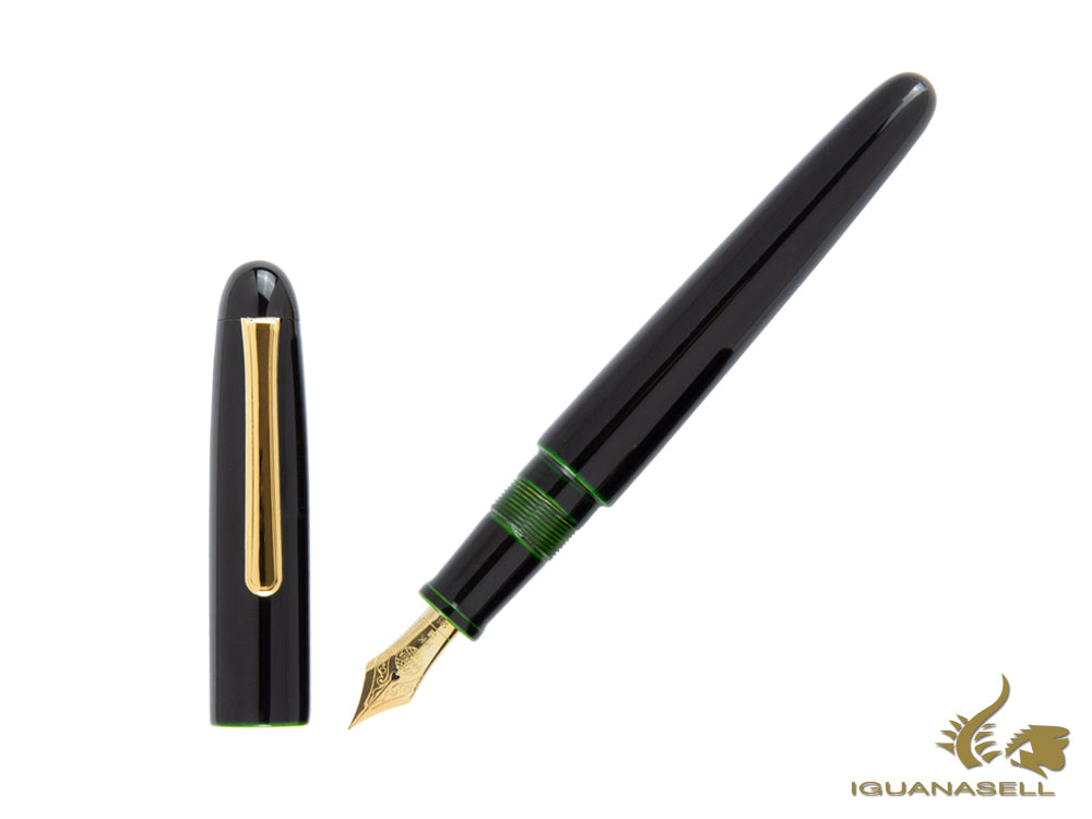 Nakaya Writer Portable Fountain Pen, Midori-Tamenuri, Ebonite and Urushi