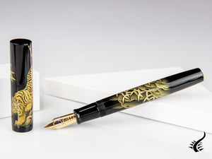 Namiki Chinkin Tiger Fountain Pen, Urushi lacquer, Gold trim