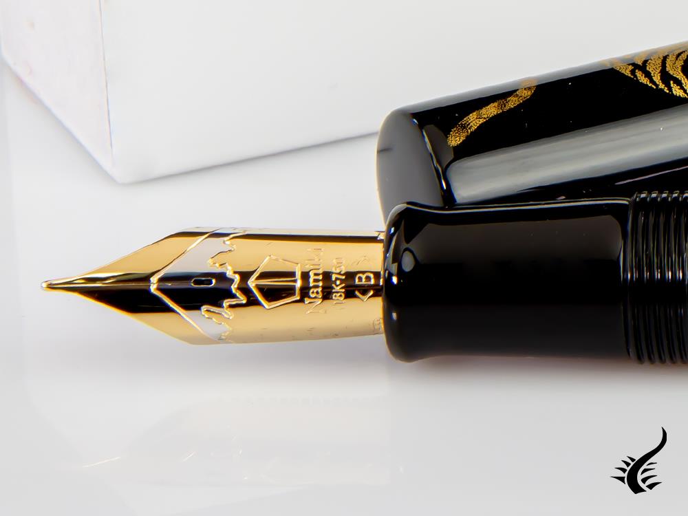 Namiki Chinkin Tiger Fountain Pen, Urushi lacquer, Gold trim