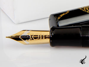 Namiki Chinkin Tiger Fountain Pen, Urushi lacquer, Gold trim