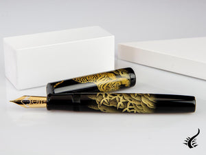 Namiki Chinkin Tiger Fountain Pen, Urushi lacquer, Gold trim