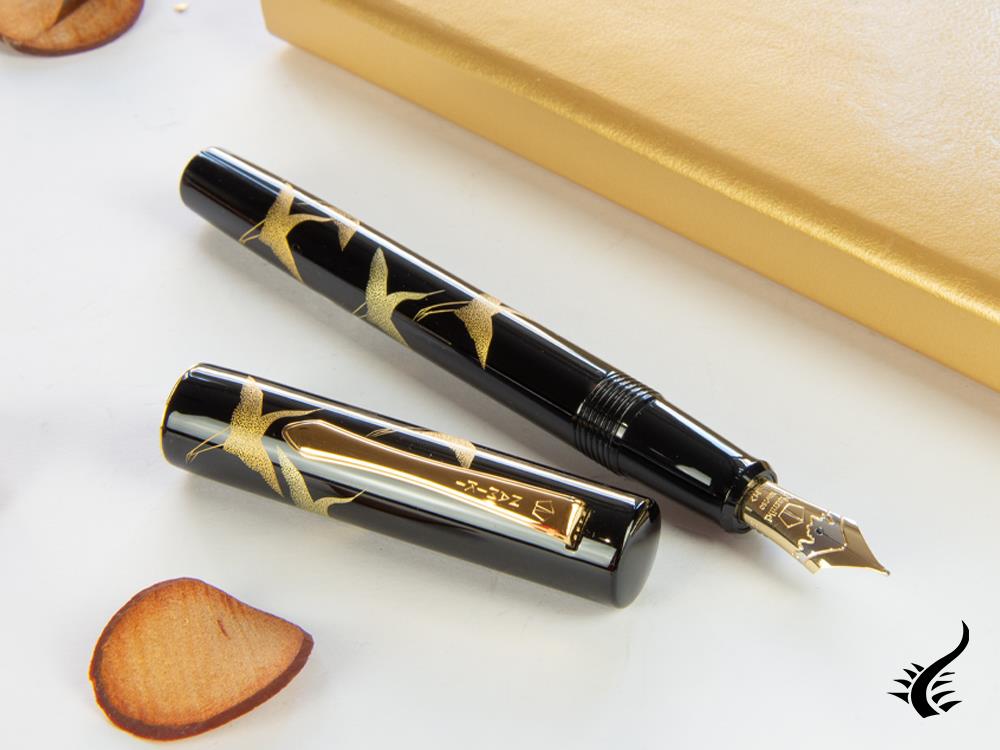 Namiki Chinkin Crane Fountain Pen, Urushi lacquer, FNVC-10M-T