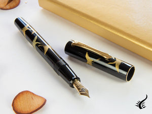 Namiki Chinkin Crane Fountain Pen, Urushi lacquer, FNVC-10M-T