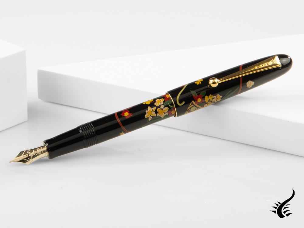 Namiki Nippon Art Flower Basket Fountain Pen, Gold trim, FN-5M-HA