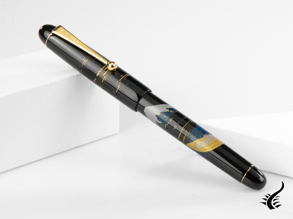 Stylo roller Namiki Tradition Mount Fuji And Ship, garniture dorée, BLK-30P-7-FF