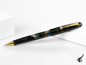 Stylo roller Namiki Tradition Mount Fuji And Ship, garniture dorée, BLK-30P-7-FF