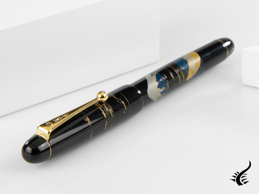 Stylo roller Namiki Tradition Mount Fuji And Ship, garniture dorée, BLK-30P-7-FF