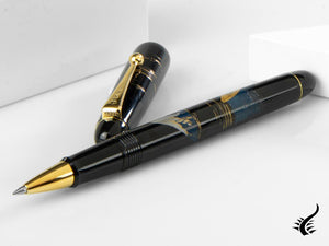 Stylo roller Namiki Tradition Mount Fuji And Ship, garniture dorée, BLK-30P-7-FF