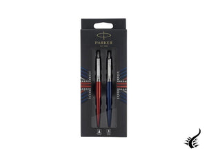 Parure de stylos à bille Parker Jotter Kensington &amp; Royal, Laque, Bleu / Rouge, 2033154