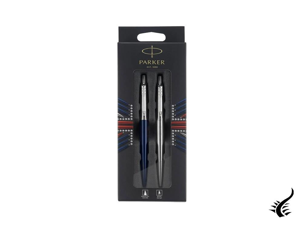 Parker Jotter Dúo Ballpoint pen set, Lacquer, Blue, Chrome, 2033156