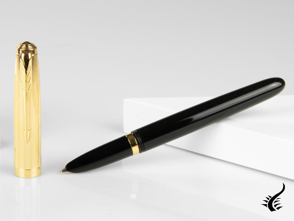 Parker 51 Fountain Pen, Resin, Black, 18k Gold, 2123512