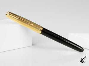 Stylo plume Parker 51, résine, noir, or 18 carats, 2123512