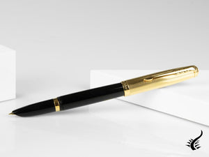 Stylo plume Parker 51, résine, noir, or 18 carats, 2123512