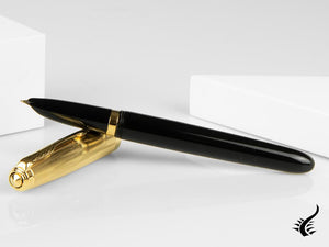 Stylo plume Parker 51, résine, noir, or 18 carats, 2123512