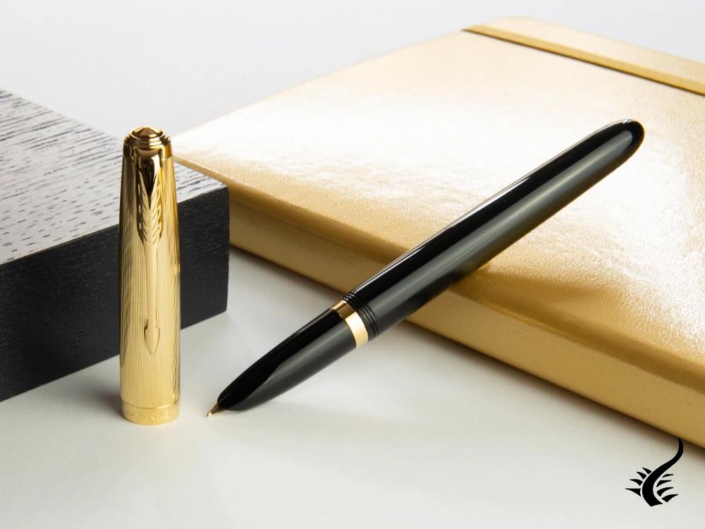 Parker 51 Fountain Pen, Resin, Black, 18k Gold, 2123512