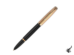 Stylo plume Parker 51, résine, noir, or 18 carats, 2123512