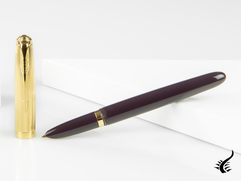 Stylo plume Parker 51, résine, prune, or 18 carats, 2123517