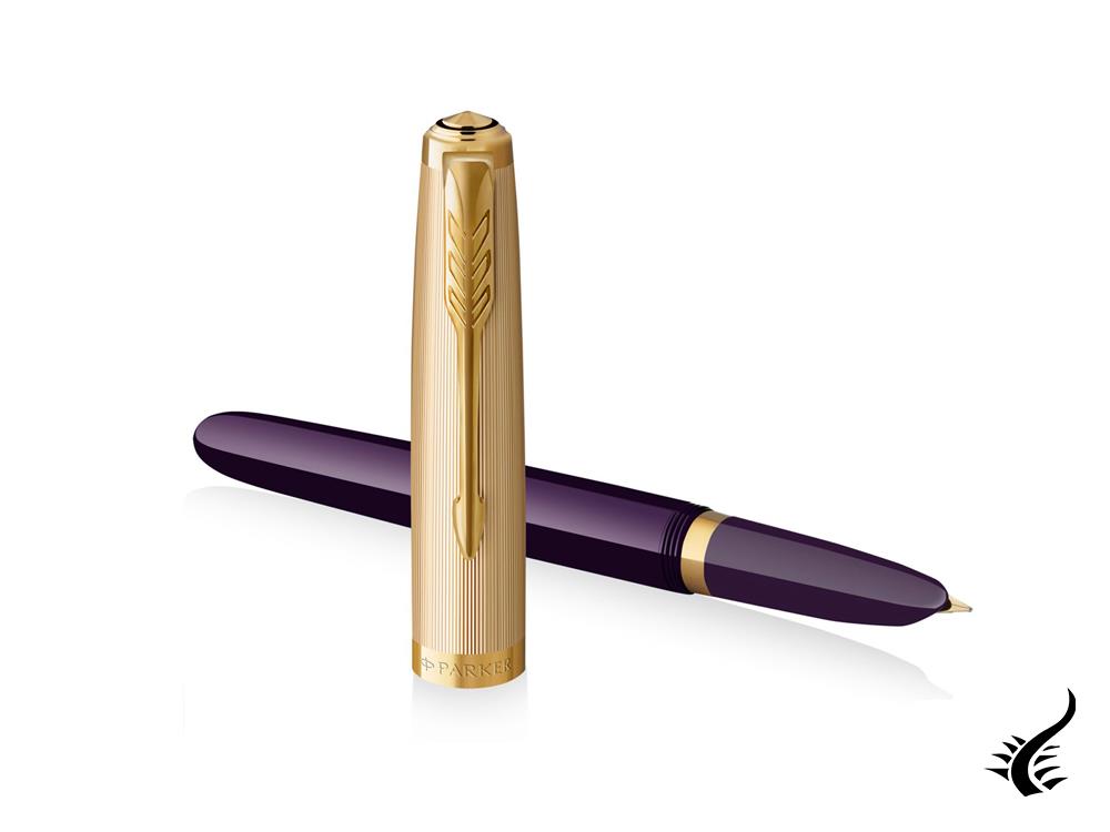 Parker 51 Fountain Pen, Resin, Plum, 18k Gold, 2123517