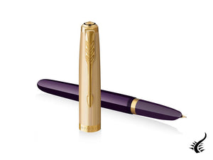 Stylo plume Parker 51, résine, prune, or 18 carats, 2123517