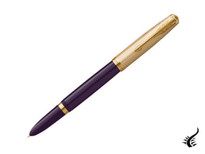 Stylo plume Parker 51, résine, prune, or 18 carats, 2123517