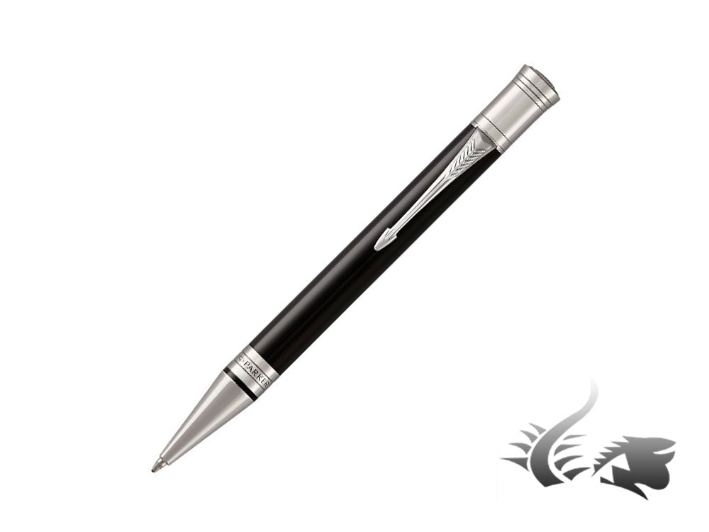 Parker Duofold Ballpoint Pen, Precious Resine, Palladium Trim, Black, 1931390