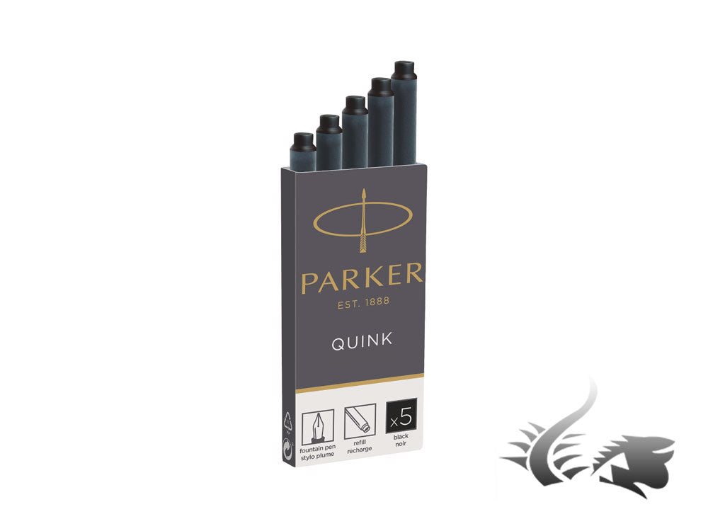 Parker Ink Cartridges, 5 Units, Black, 1950382