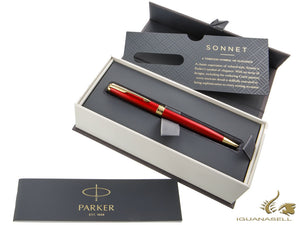 Stylo à bille Parker Sonnet, laque, attributs dorés, rouge, 1931476